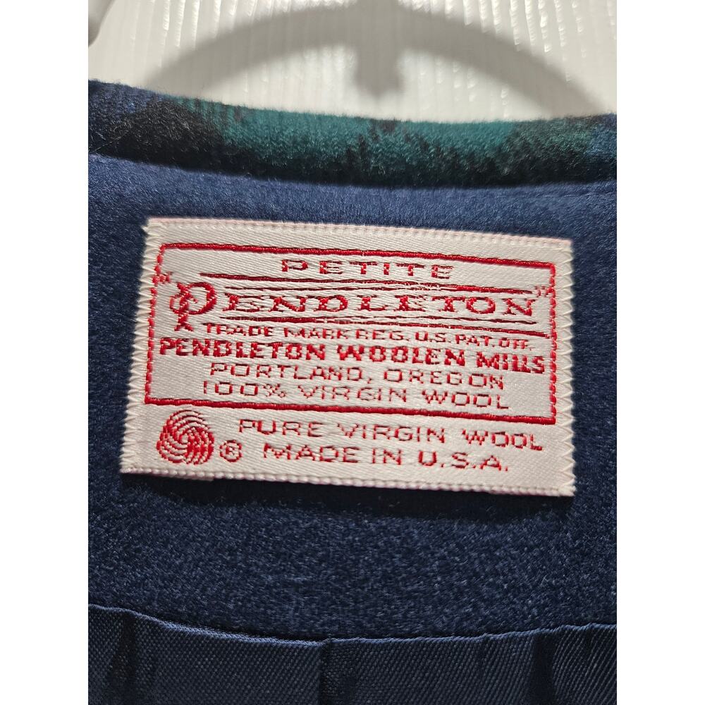 Vintage Pendleton Women's Wool Plaid Tartan Green Blue Skirt Blazer Suit Size 6 - Picture 2 of 14